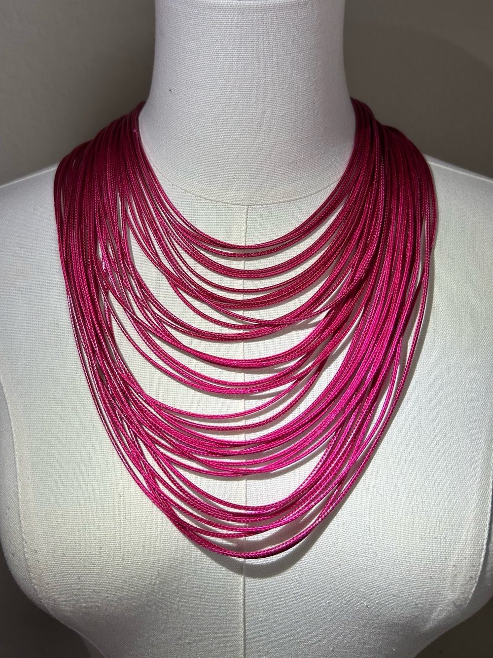 Zenzii, Learning The Ropes in Hotpink Multi-Strand Statement Necklace